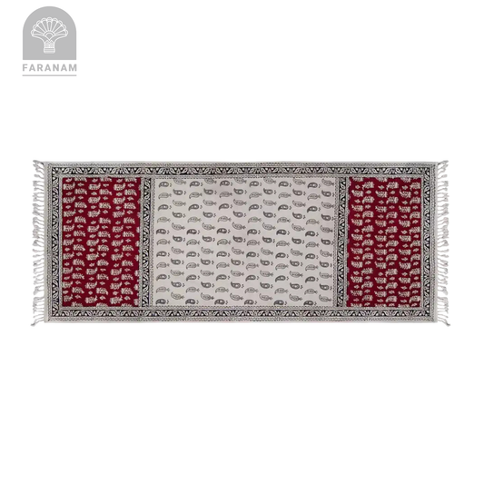 Grey Paisley Runner - Block-Printed Cotton Tablecloth