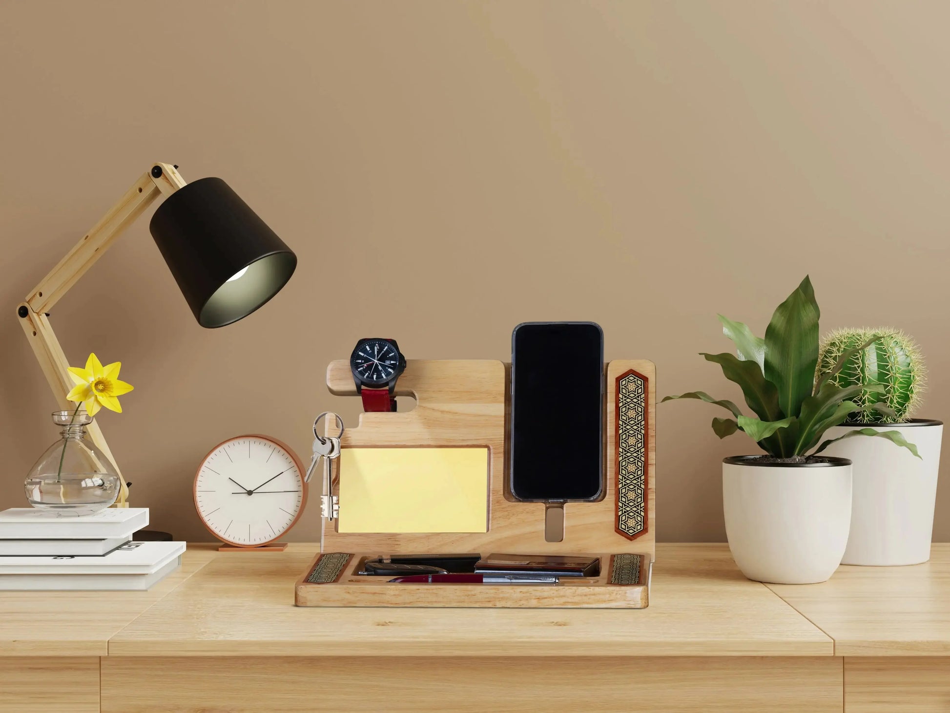 Standard Mosaic Desk Organize & Phone Stand,  Inlaid mosaic Art, Rubber Wood My Store