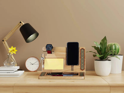 Standard Mosaic Desk Organize & Phone Stand,  Inlaid mosaic Art, Rubber Wood My Store