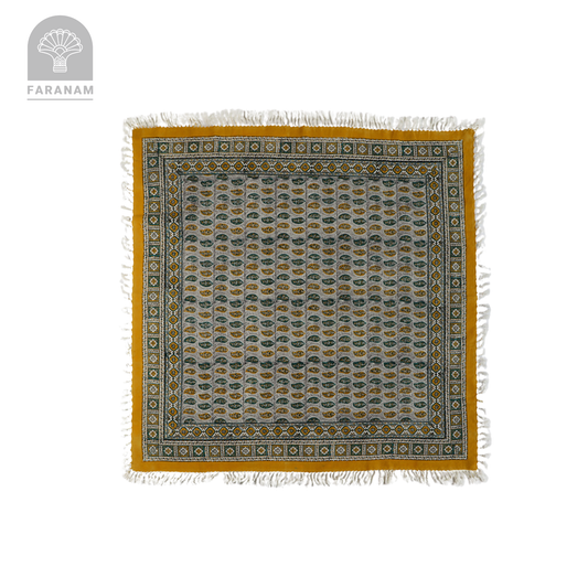 Yellow Square Hand-printed tablecloth