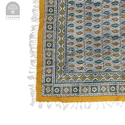 Yellow Square Hand-printed tablecloth